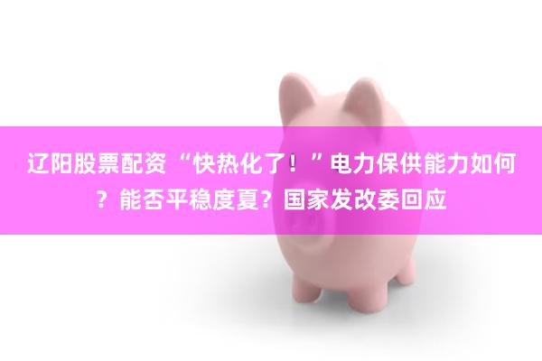辽阳股票配资 “快热化了！”电力保供能力如何？能否平稳度夏？国家发改委回应