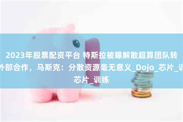 2023年股票配资平台 特斯拉被曝解散超算团队转向外部合作，马斯克：分散资源毫无意义_Dojo_芯片_训练